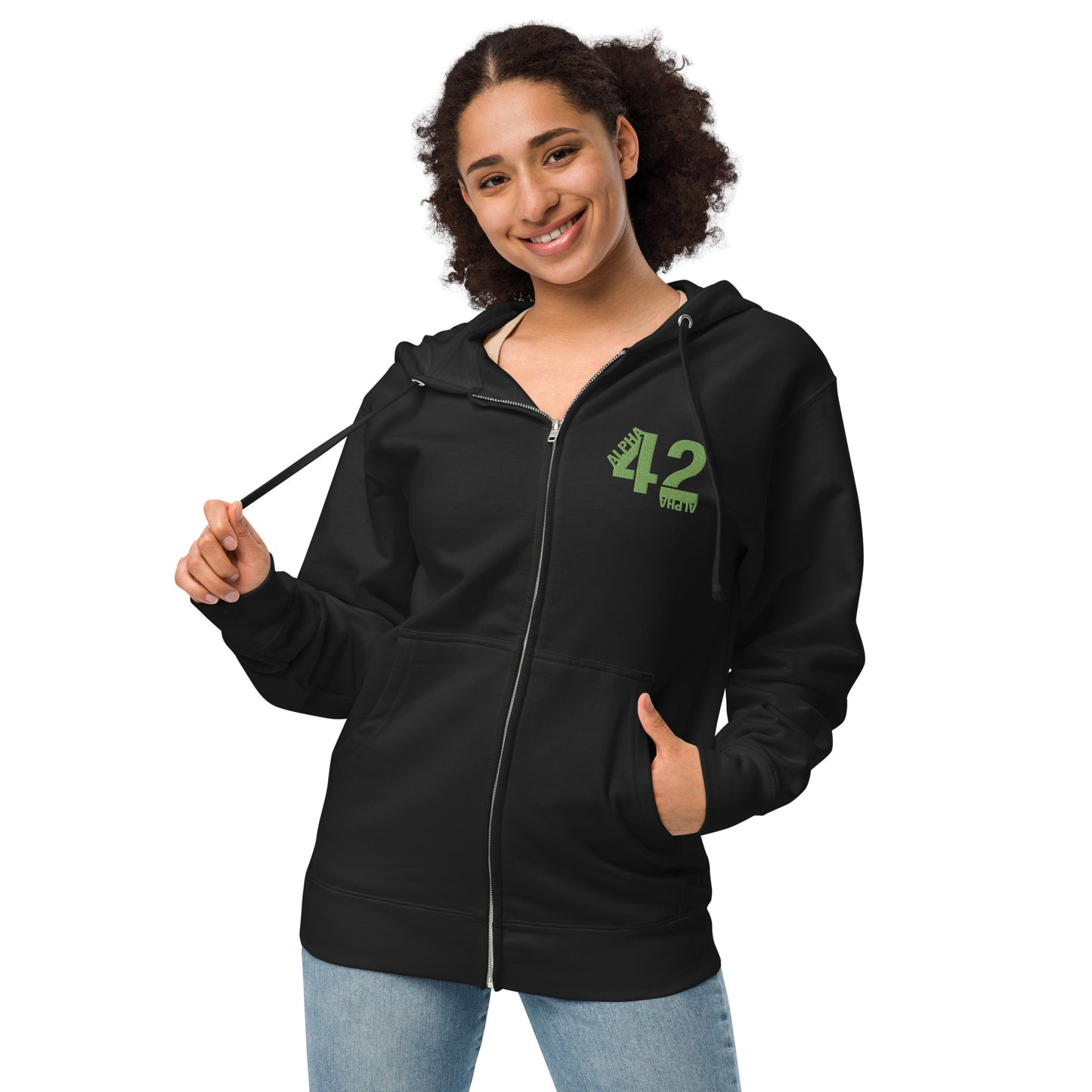 A42A - Unisex fleece zip up hoodie