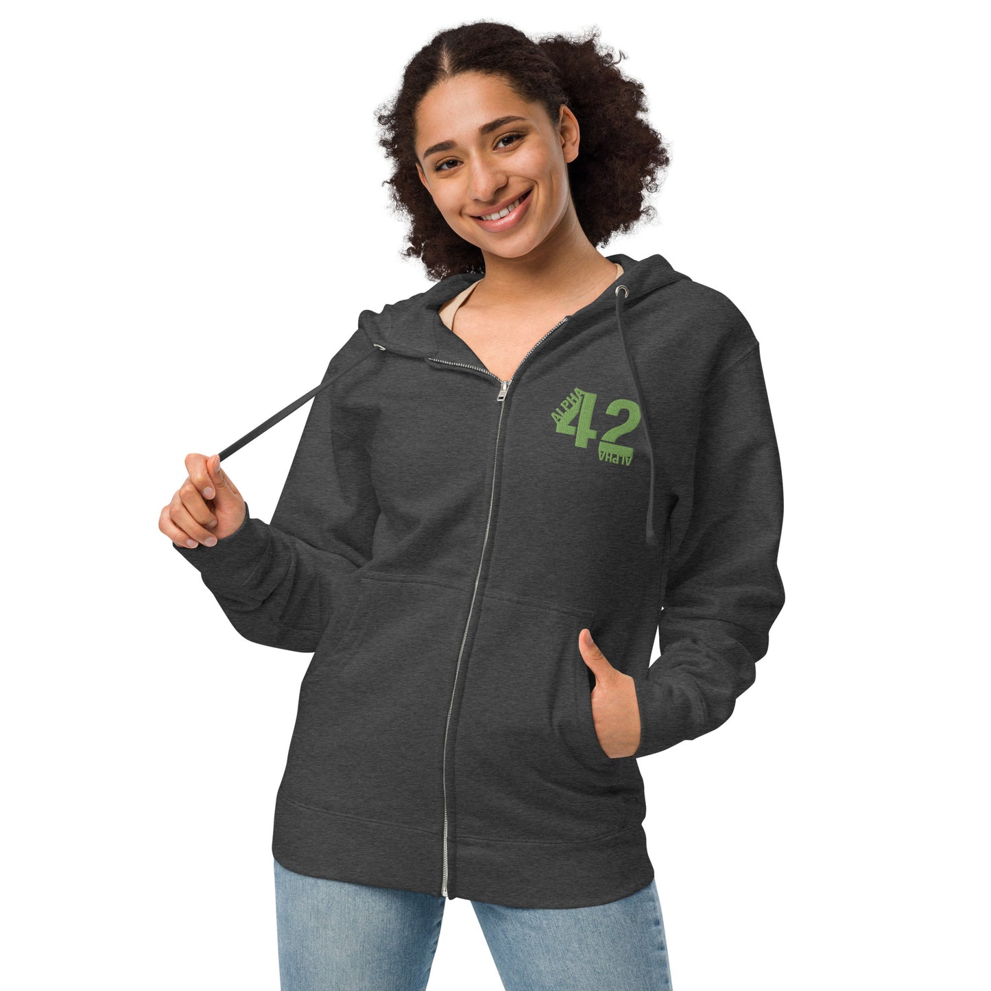 A42A - Unisex fleece zip up hoodie
